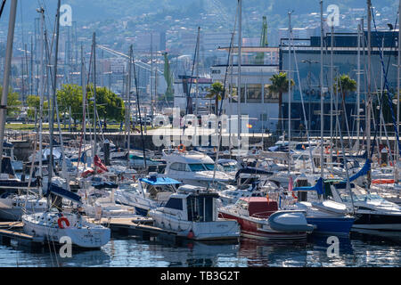 Boote beherbergte in der Marina in Vigo, Spanien, Europa Stockfoto