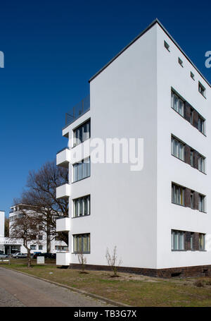 10.04.2018, Berlin, Berlin, Deutschland - Wohnanlage in der großen Siemensstadt Wohnanlage, ein modernes Berliner Wohnsiedlung, zwischen gebaut Stockfoto