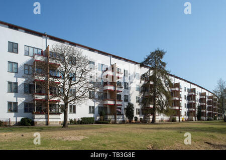 10.04.2018, Berlin, Berlin, Deutschland - Wohnanlage in der großen Siemensstadt Wohnanlage, ein modernes Berliner Wohnsiedlung, zwischen gebaut Stockfoto