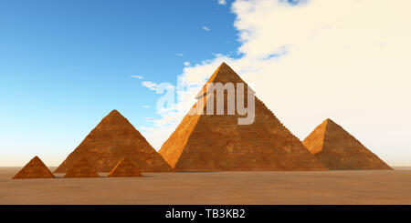 Die großen Pyramiden - ein Weltwunder der Pyramiden für 4000 Jahre auf dem Plateau von Gizeh in Ägypten gestanden haben. Stockfoto