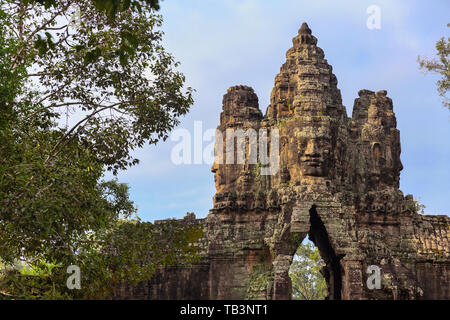 South Gate, Angkor Thom, UNESCO-Weltkulturerbe, Provinz Siem Reap, Kambodscha, Indochina, Südostasien, Asien Stockfoto