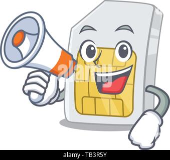 Mit Megafon simcard im Telefon ein Cartoon Stock Vektor