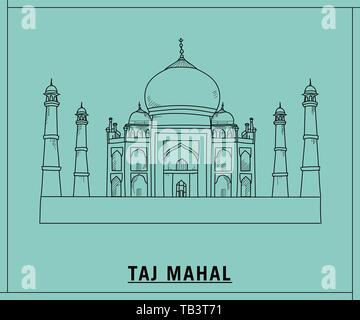 Taj Mahal. Hand gezeichnete Skizze Stock Vektor