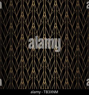 Art déco-Muster. Nahtlose schwarz und gold Hintergrund. Stock Vektor