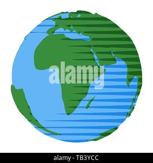 Amerika und Afrika auf abstrakten Weltkarte mit Atlantik als Symbol für die Abbildung des Planeten Erde Stock Vektor