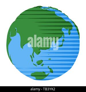 Symbol für Australien und China auf dem Planeten Erde als abstrakt vector Abbildung: einfache Ökologie Umwelt elemente Stock Vektor