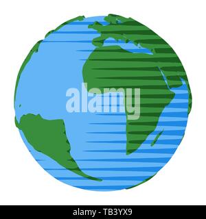 Atlantischen Ozean und Afrika nicht von der Welt der Erde für Symbol Abbildung oder abstrakte Konzept der Kontinente und Ozeane Stock Vektor