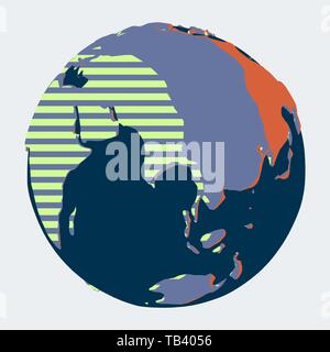 Eurasien geographische Kontinent der Welt in Cartoon einfache grafische Stil gezeichnet Stock Vektor