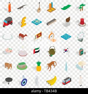 Japan-Symbole-Set, isometrische Stil Stock Vektor