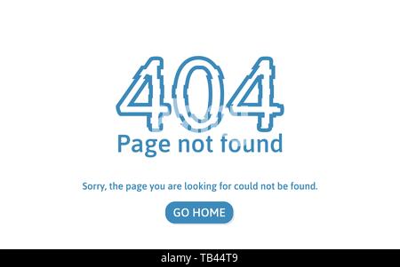 Fehler 404 Seite nicht gefunden. Fehler Konzept Seite. 404 Text auf weißem Hintergrund verzerrt. Vector Illustration. Stock Vektor