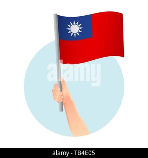 Taiwan Flagge in der Hand. Patriotischen Hintergrund. Flagge von Taiwan Abbildung Stockfoto