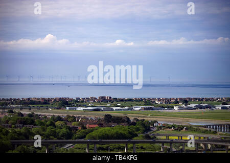 Blick auf den Ärmelkanal in Shoreham Airport Stockfoto