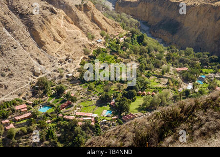 Oasis oder Park Sangalle im Colca Canyon, Cabanaconde Bezirk, Peru Stockfoto