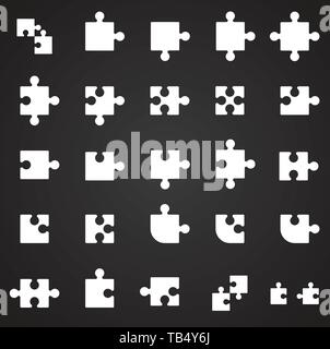 Puzzle Symbole auf schwarzem Hintergrund für Grafik- und Webdesign. Einfachen Vektor unterzeichnen. Internet Konzept Symbol für Website Taste oder mobile App. Stock Vektor