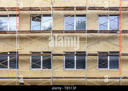 Äußere Hauswand Wärme dämmung mit Mineralwolle. thermischen Schutz der Fassade Stockfoto
