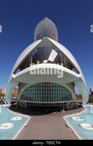 Oper, Palau de les Arts Reine Sofia, CAC, Ciudad de las Artes y de las Ciencias, Architekten Santiago Calatrava, Valencia, Spanien Stockfoto