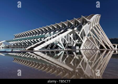 Museum der Wissenschaft, das Museu de les Ciences, CAC, Architekten Santiago Calatrava, Ciudad de las Artes y de las Ciencias, Valencia, Spanien Stockfoto