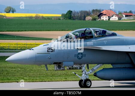 Cockpit, Boeing F/A-18 Super Hornet, Schweizer Luftwaffe, Payerne, Schweiz Stockfoto