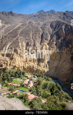 Oasis oder Park Sangalle im Colca Canyon, Cabanaconde Bezirk, Peru Stockfoto