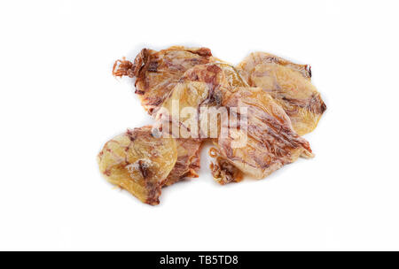 Getrockneten Tintenfisch auf weißem Hintergrund Stockfoto