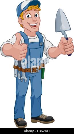 Kelle Baustelle Cartoon Builder Heimwerker Stock Vektor