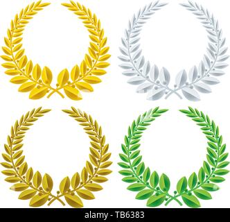 Vector Illustration. Geometrische Set von lorbeerkranz Symbol isoliert. Verschiedene Farben. Stock Vektor