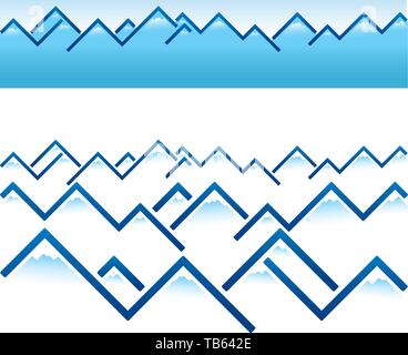 Vector Illustration. Geometrische Darstellung der Bergrücken in Blau und Weiß. Stock Vektor