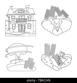 Isoliertes Objekt der Katastrophe und Disaster Symbol. Sammlung von cataclysm und Apokalypse vektor Symbol für das Lager. Stock Vektor