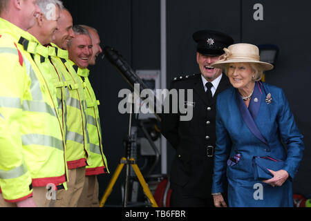 Lancaster GROSSBRITANNIEN. 29. Mai 2019. Prinzessin Alexandra Öffnen der Lancaster Gemeinschaft Feuer und Notaufnahme. ￼￼die Prinzessin hat starke Verbindungen mit der Stadt. Sie war Kanzler der Universität Lancaster von der Gründung im Jahre 1964 bis 2004 und war Ehrenmitglied der Lancaster in 1978 gegeben. Stockfoto