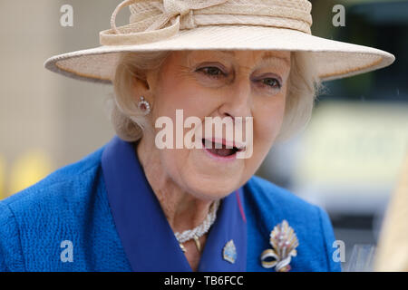 Lancaster GROSSBRITANNIEN. 29. Mai 2019. Prinzessin Alexandra Öffnen der Lancaster Gemeinschaft Feuer und Notaufnahme. ￼￼die Prinzessin hat starke Verbindungen mit der Stadt. Sie war Kanzler der Universität Lancaster von der Gründung im Jahre 1964 bis 2004 und war Ehrenmitglied der Lancaster in 1978 gegeben. Stockfoto