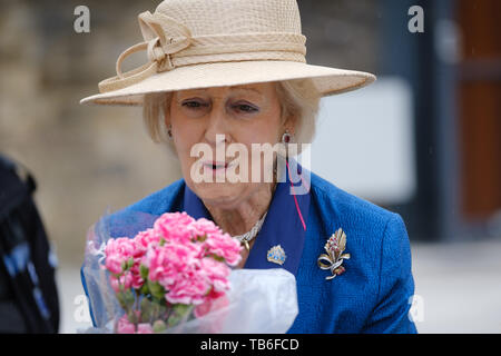 Lancaster GROSSBRITANNIEN. 29. Mai 2019. Prinzessin Alexandra Öffnen der Lancaster Gemeinschaft Feuer und Notaufnahme. ￼￼die Prinzessin hat starke Verbindungen mit der Stadt. Sie war Kanzler der Universität Lancaster von der Gründung im Jahre 1964 bis 2004 und war Ehrenmitglied der Lancaster in 1978 gegeben. Stockfoto