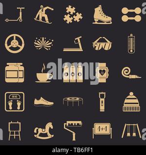 Aktivitäten für Kinder Symbole gesetzt, einfachen Stil Stock Vektor