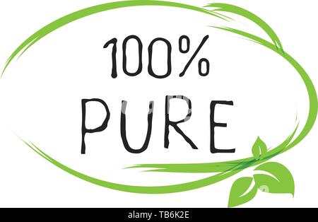 100 reine Label und hochwertiges Produkt Abzeichen. Eco Bio gesund essen Bio, Bio und natürliches Produkt, das Symbol. Embleme für Cafe, Verpackung etc. Vector Stock Vektor