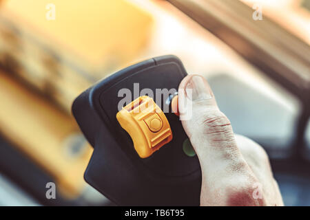 Der neue Treiber Cab Bagger Detaillierung Stockfoto