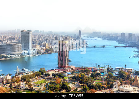Blick auf die Insel Gezira von Kairo in Ägypten. Stockfoto