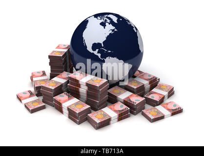 Das weltweite Geschäft mit Neuseeland Dollar (isoliert auf weißem Hintergrund) Stockfoto