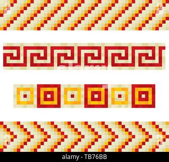 Vector Illustration. Nahtlose Keramik Banner. Warme farben Fliesen in geometrischen Mustern. Stock Vektor