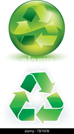 Vector Illustration. Glänzend Papierkorb-Symbol. Kostenlos und innerhalb einer Kugel. Stock Vektor