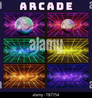 Galaxy Sammlung auf Arcade Hintergrund Vektor Stock Vektor