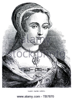 Lady Jane Grey Porträt, 1537 - 1554, wurde das umstrittene Königin von England und Irland vom 10. Juli bis 19. Juli 1553 Stockfoto