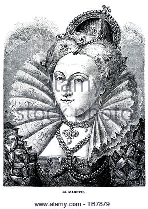 Elizabeth I Porträt, 1533 - 1603, war Königin von England und Irland von 1558 bis zu ihrem Tod am 24. März 1603 Stockfoto