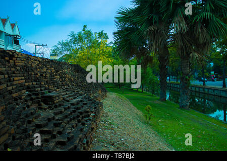 Alte Stadt in Chiangmai Thailand, alte Ecken wand Hochauflösende Bilder Galerie. Stockfoto