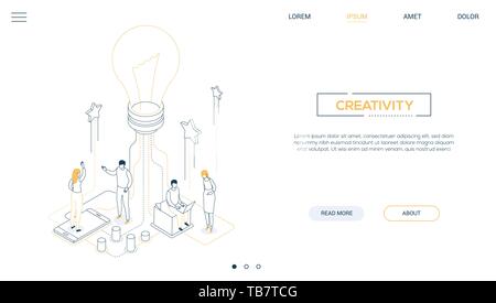 Kreativität - Line Design Stil isometrische Web Banner Stock Vektor