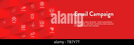 E-Mail Marketing Kampagnen Icon Set & Web header Banner Stock Vektor