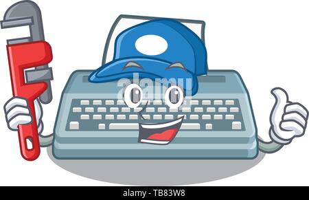 Klempner Schreibmaschine in der ein Maskottchen, Schrank Stock Vektor