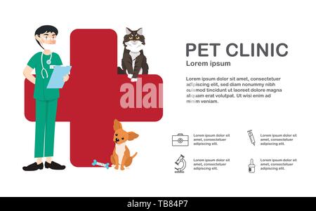 Infografik der Tierarzt Mann mit Tier. Stock Vektor