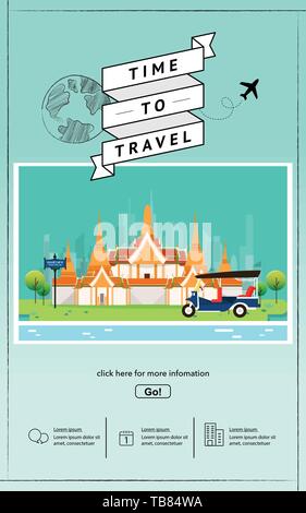 Infografik touristische Attraktion Sehenswürdigkeiten in Thailand illustration Design Stock Vektor