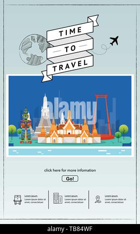 Infografik touristische Attraktion Sehenswürdigkeiten in Thailand illustration Design Stock Vektor