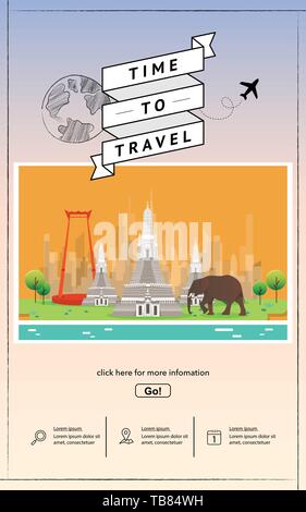 Infografik touristische Attraktion Sehenswürdigkeiten in Thailand illustration Design Stock Vektor