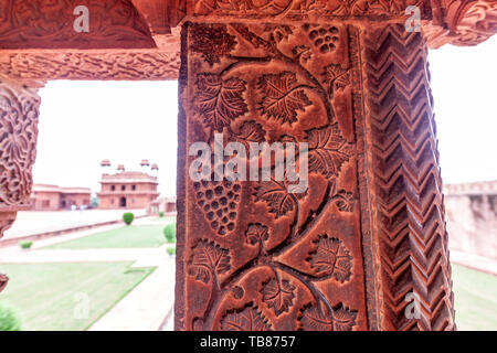 Rote Sandstein in der sultana Apartment, Fatehpur Sikri, Agra Bezirk von Uttar Pradesh, Indien. Stockfoto